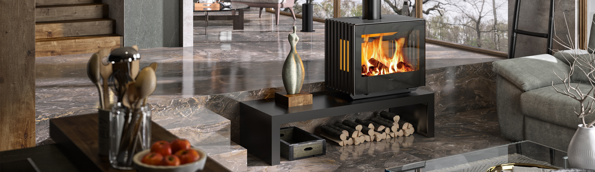Hergom Glance L Wood Heater - Wignells Heating & Cooking